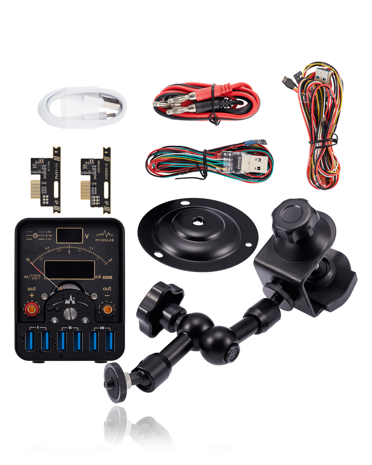 LT1 Individual DC Power Supply Unit W/ Diagnosis Meter, Quarter Bracket Holder 7" Bulldozer & Expansion Card iPhone 6 to 14 Series (Qianli)