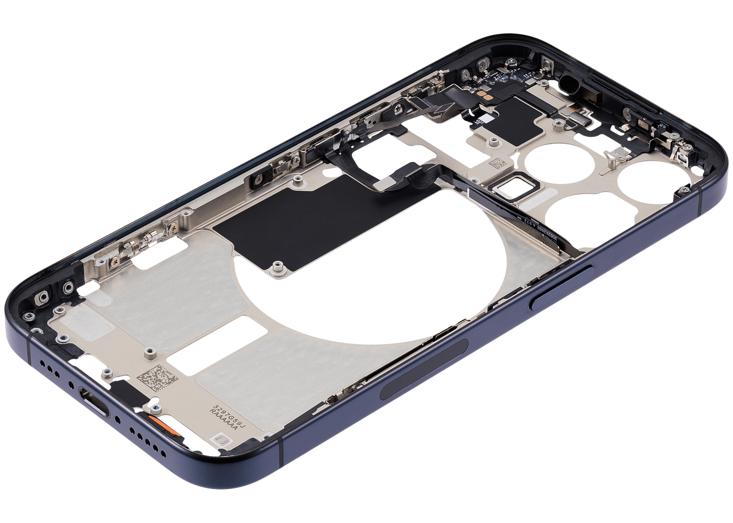 Mid-Frame Housing W/ Small Parts For iPhone 15 Pro (US Version) (Used OEM Pull: Grade A) (Blue Titanium)