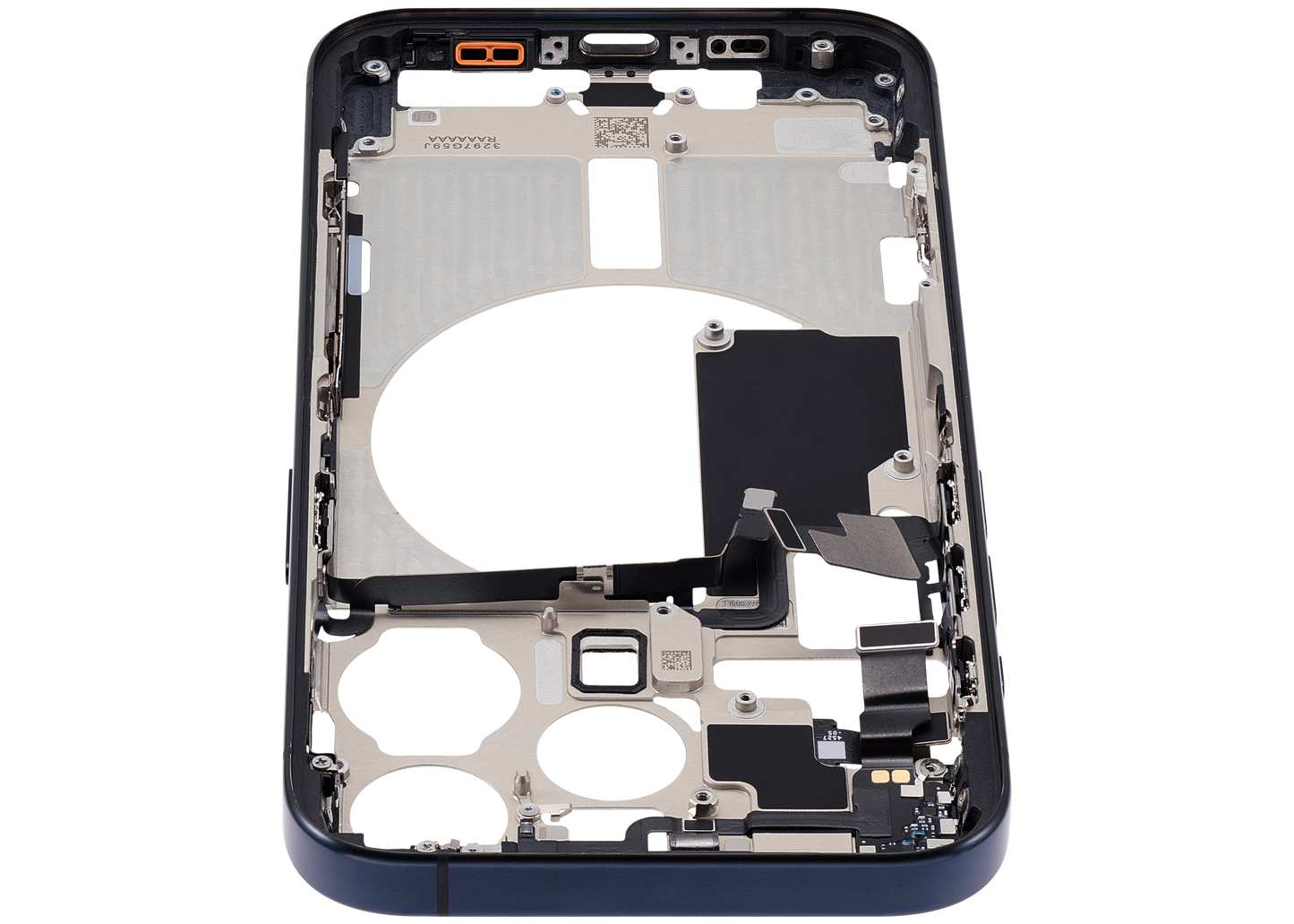 Mid-Frame Housing W/ Small Parts For iPhone 15 Pro (US Version) (Used OEM Pull: Grade A) (Blue Titanium)