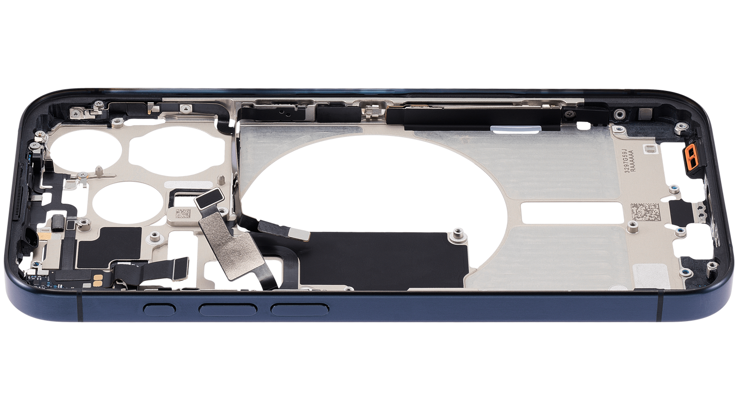 Mid-Frame Housing W/ Small Parts For iPhone 15 Pro (US Version) (Used OEM Pull: Grade A) (Blue Titanium)