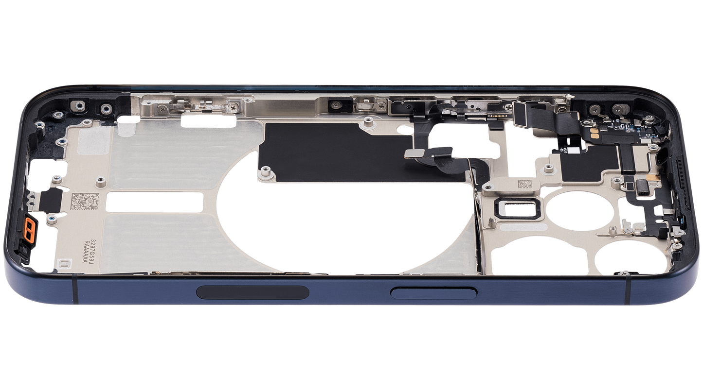 Mid-Frame Housing W/ Small Parts For iPhone 15 Pro (US Version) (Used OEM Pull: Grade A) (Blue Titanium)