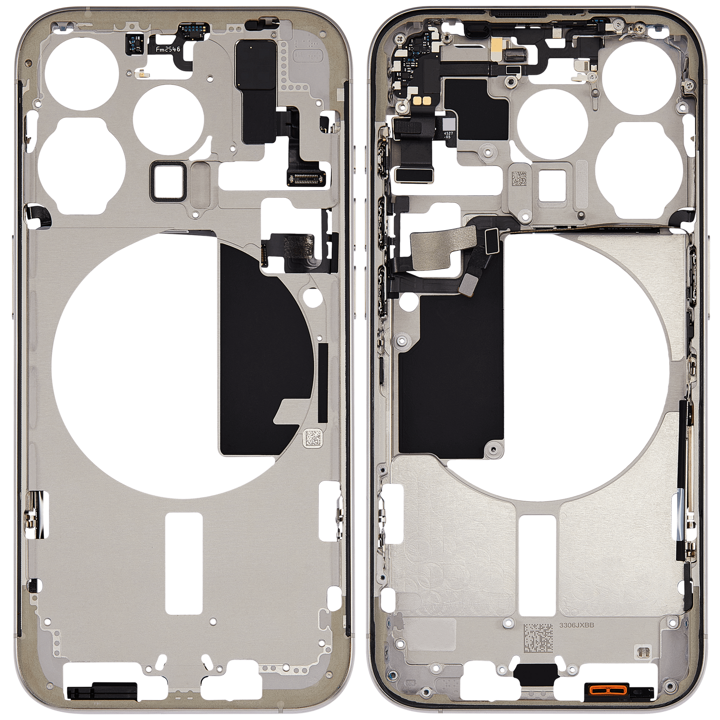 Mid-Frame Housing W/ Small Parts For iPhone 15 Pro (US Version) (Used OEM Pull: Grade A) (Natural Titanium)