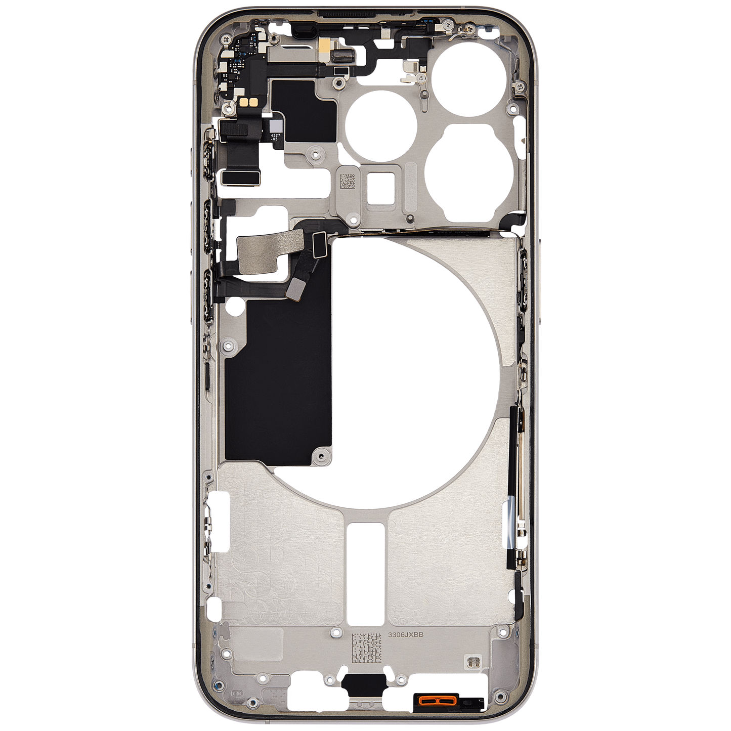Mid-Frame Housing W/ Small Parts For iPhone 15 Pro (US Version) (Used OEM Pull: Grade A) (Natural Titanium)