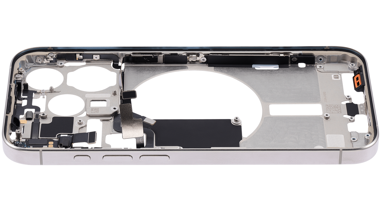 Mid-Frame Housing W/ Small Parts For iPhone 15 Pro (US Version) (Used OEM Pull: Grade A) (Natural Titanium)
