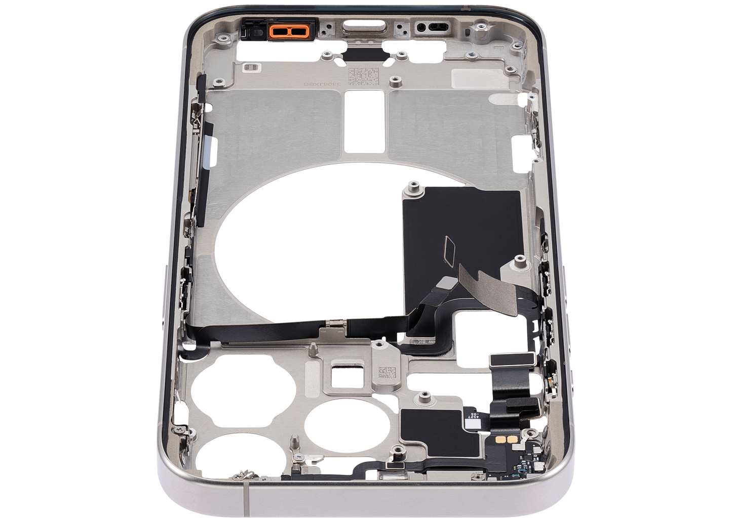 Mid-Frame Housing W/ Small Parts For iPhone 15 Pro (US Version) (Used OEM Pull: Grade A) (Natural Titanium)