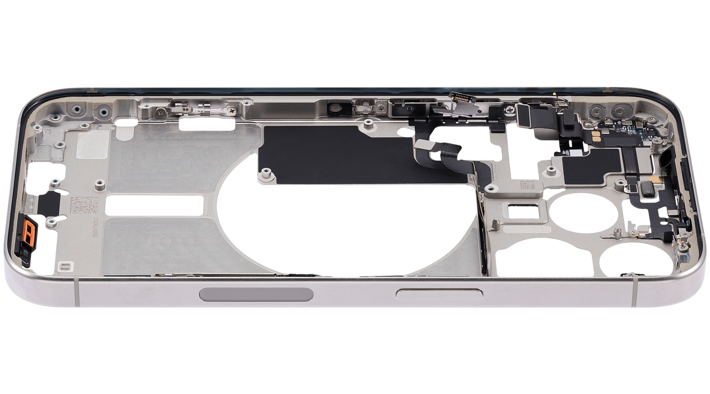 Mid-Frame Housing W/ Small Parts For iPhone 15 Pro (US Version) (Used OEM Pull: Grade A) (Natural Titanium)