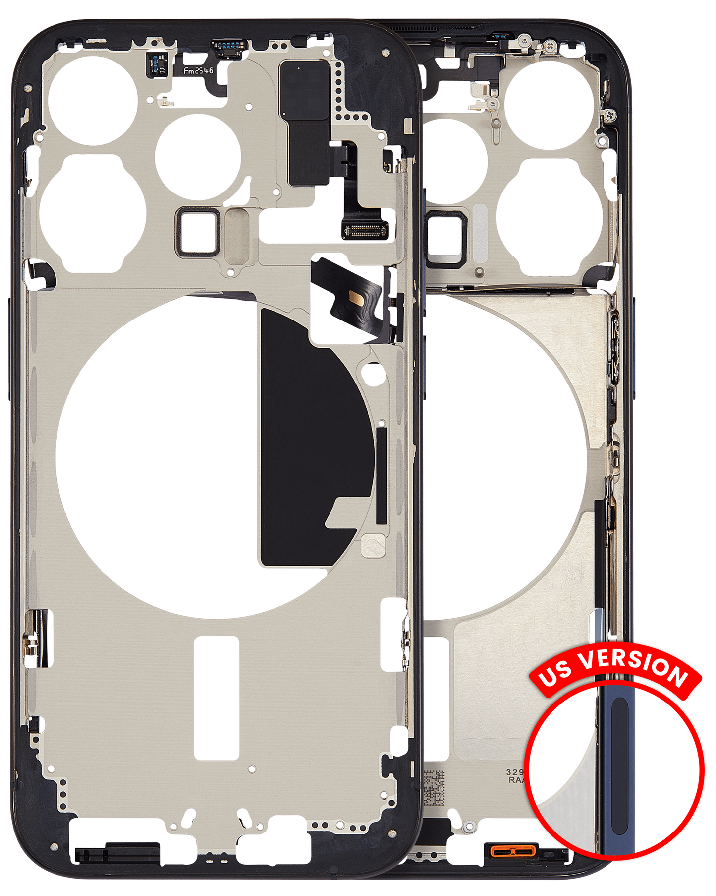 Mid-Frame Housing W/ Small Parts For iPhone 15 Pro (US Version) (Used OEM Pull: Grade A) (Blue Titanium)