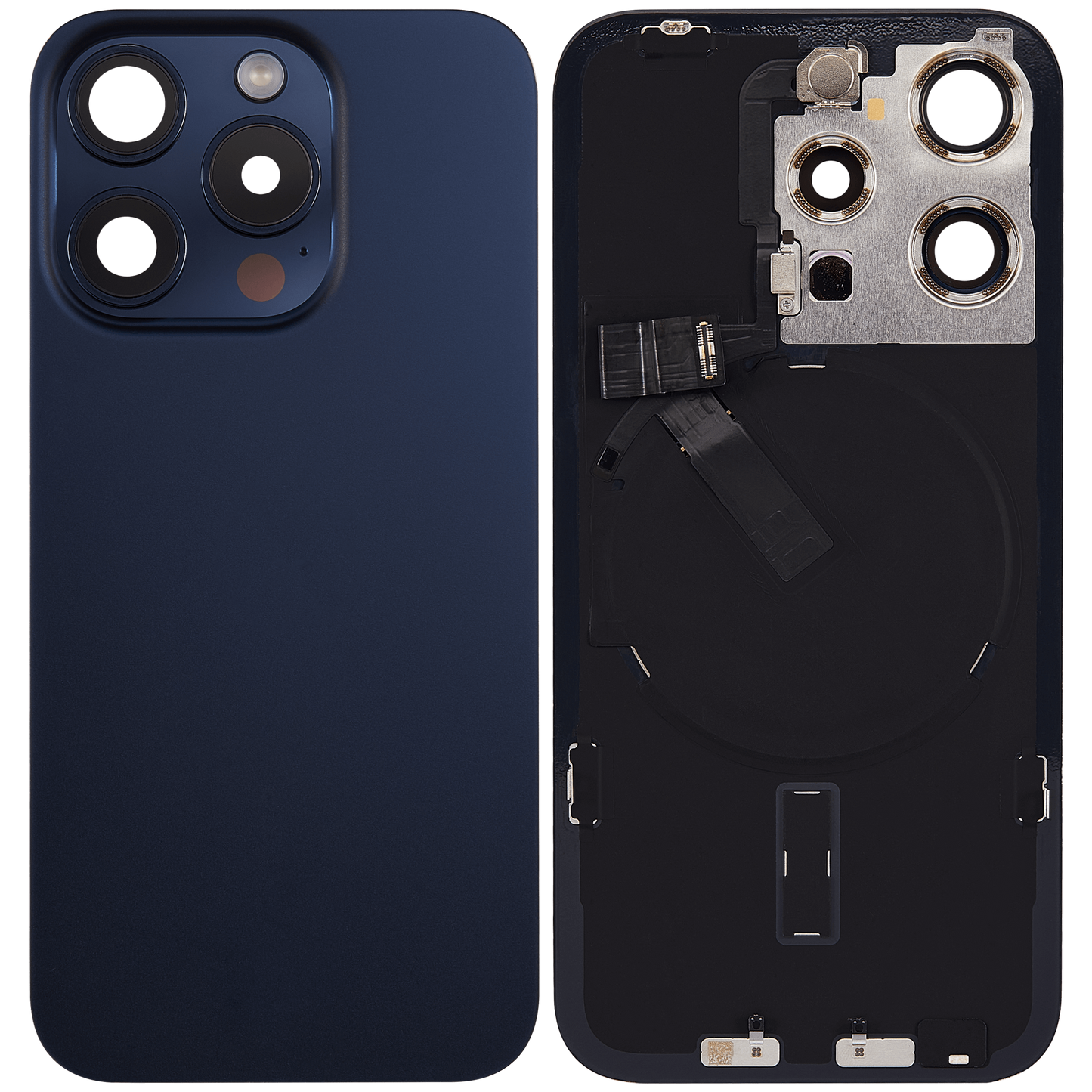 Back Glass w/ MagSafe Magnet & NFC & Flashlight Flex For iPhone 15 Pro (Used OEM Pull: Grade A) (Blue Titanium)