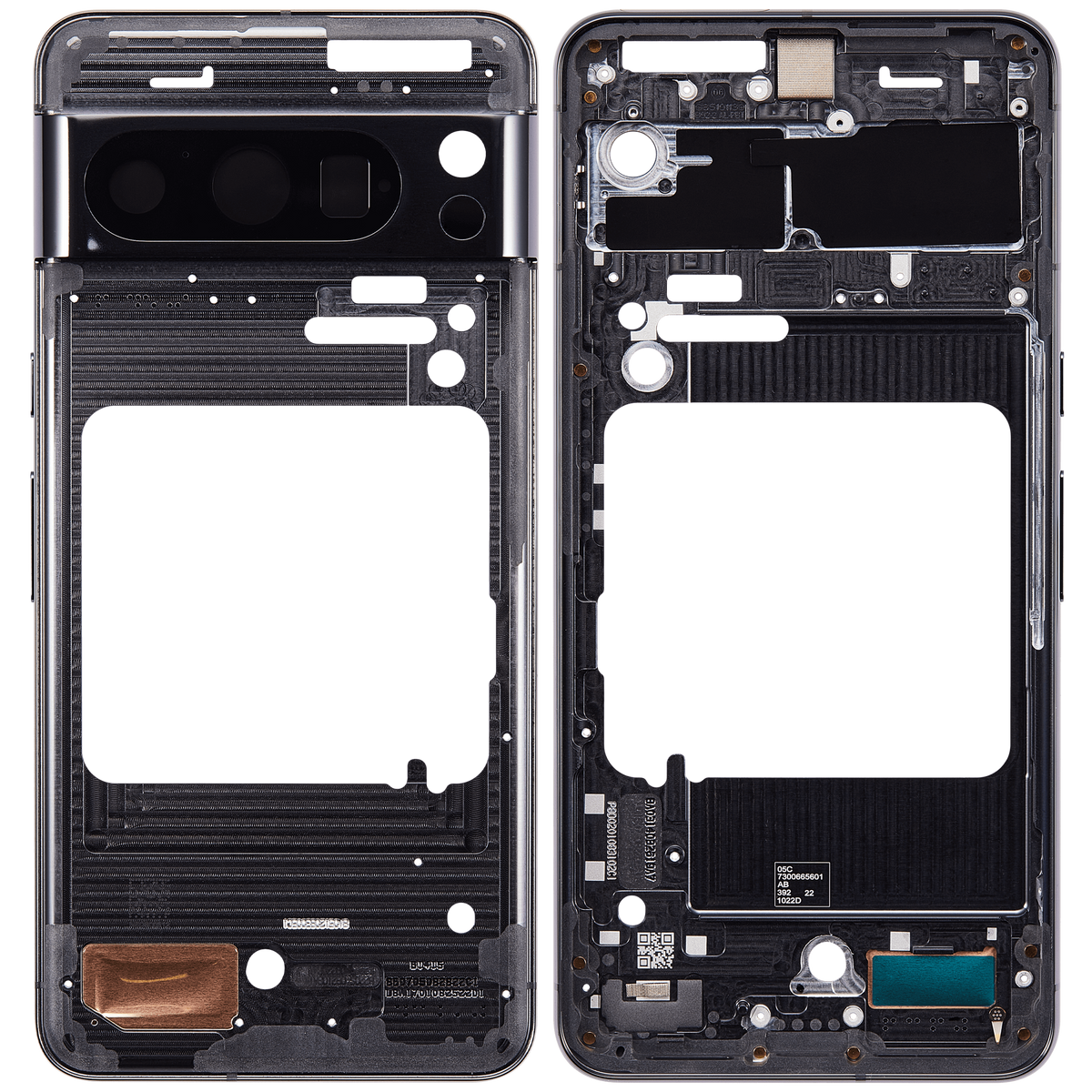 Mid-Frame Housing For Google Pixel 8 Pro (Obsidian) - repair component detailed angle