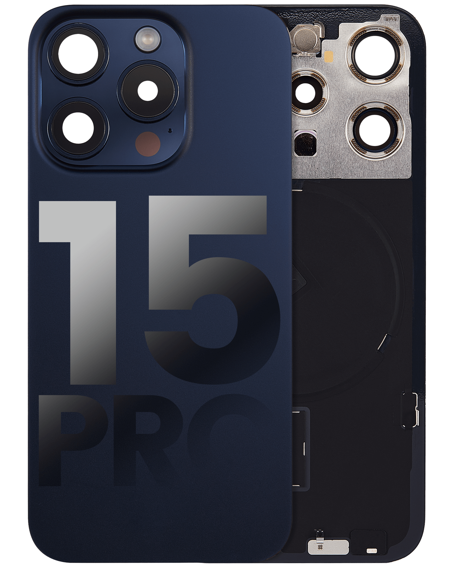 Back Glass w/ MagSafe Magnet & NFC & Flashlight Flex For iPhone 15 Pro (Used OEM Pull: Grade A) (Blue Titanium)