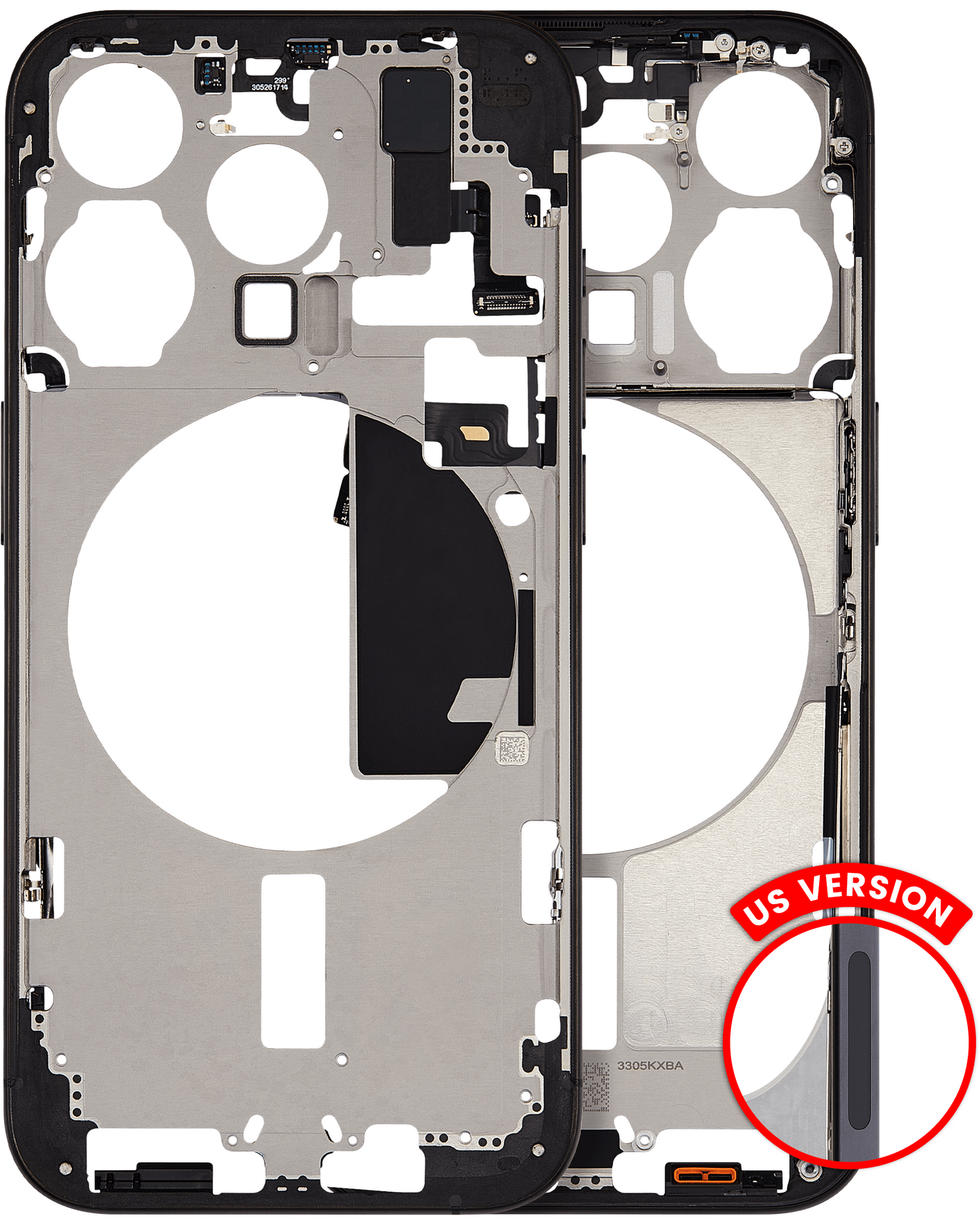 Mid-Frame Housing W/ Small Parts For iPhone 15 Pro (US Version) (Used OEM Pull: Grade C) (Black Titanium)