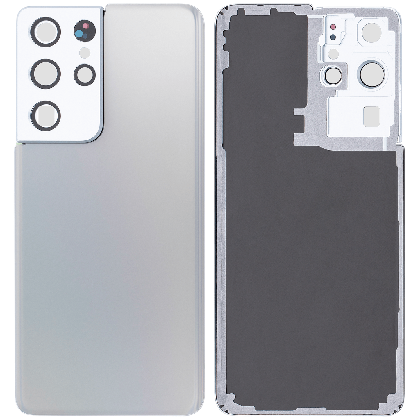 Back Cover Glass With Camera Lens For Samsung Galaxy S21 Ultra (Service Pack) (Phantom Silver)