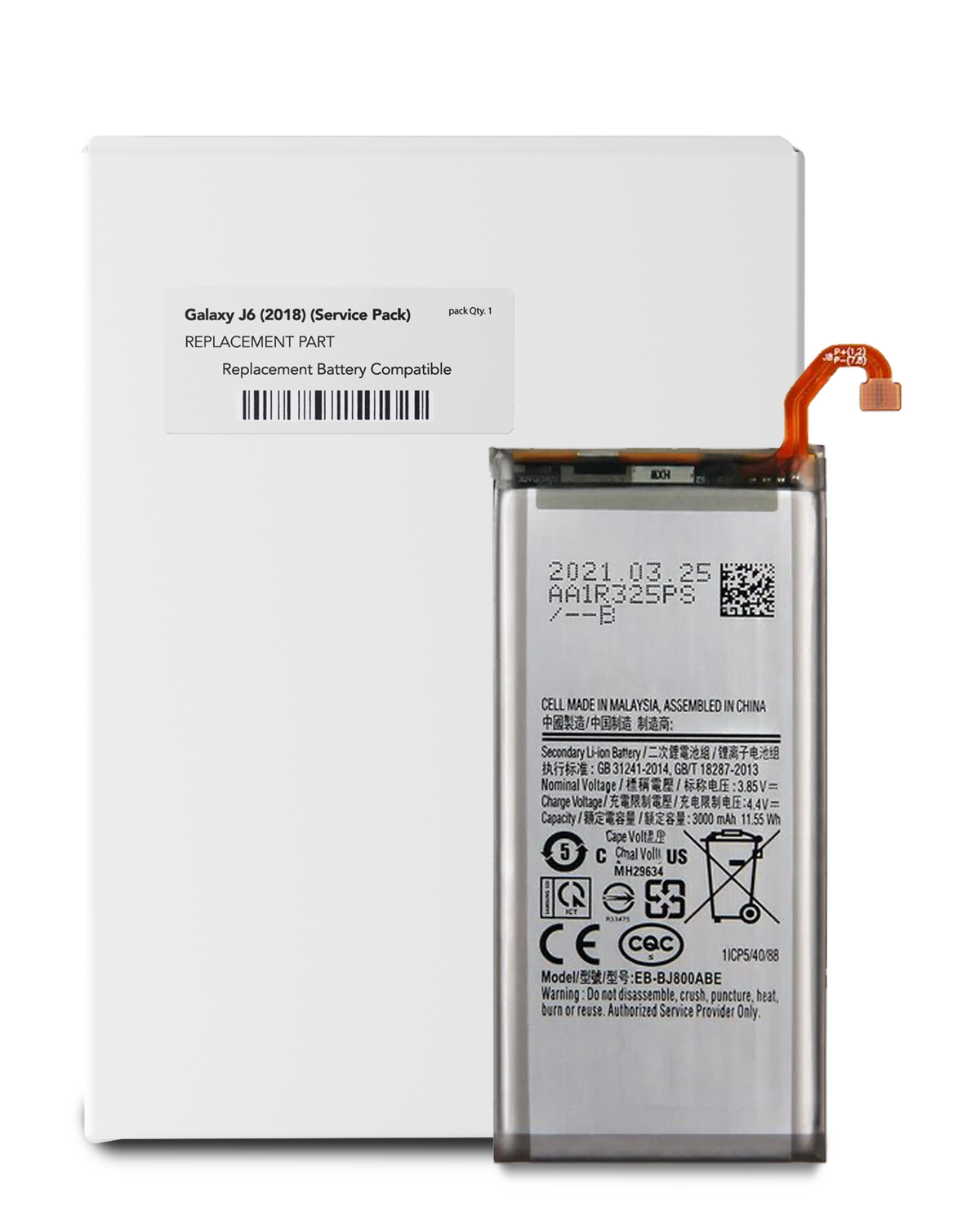 Replacement Battery For Samsung Galaxy J6 (J600 / 2018) (Service Pack) Samsung replacement part SKU 107082454512 product image 1