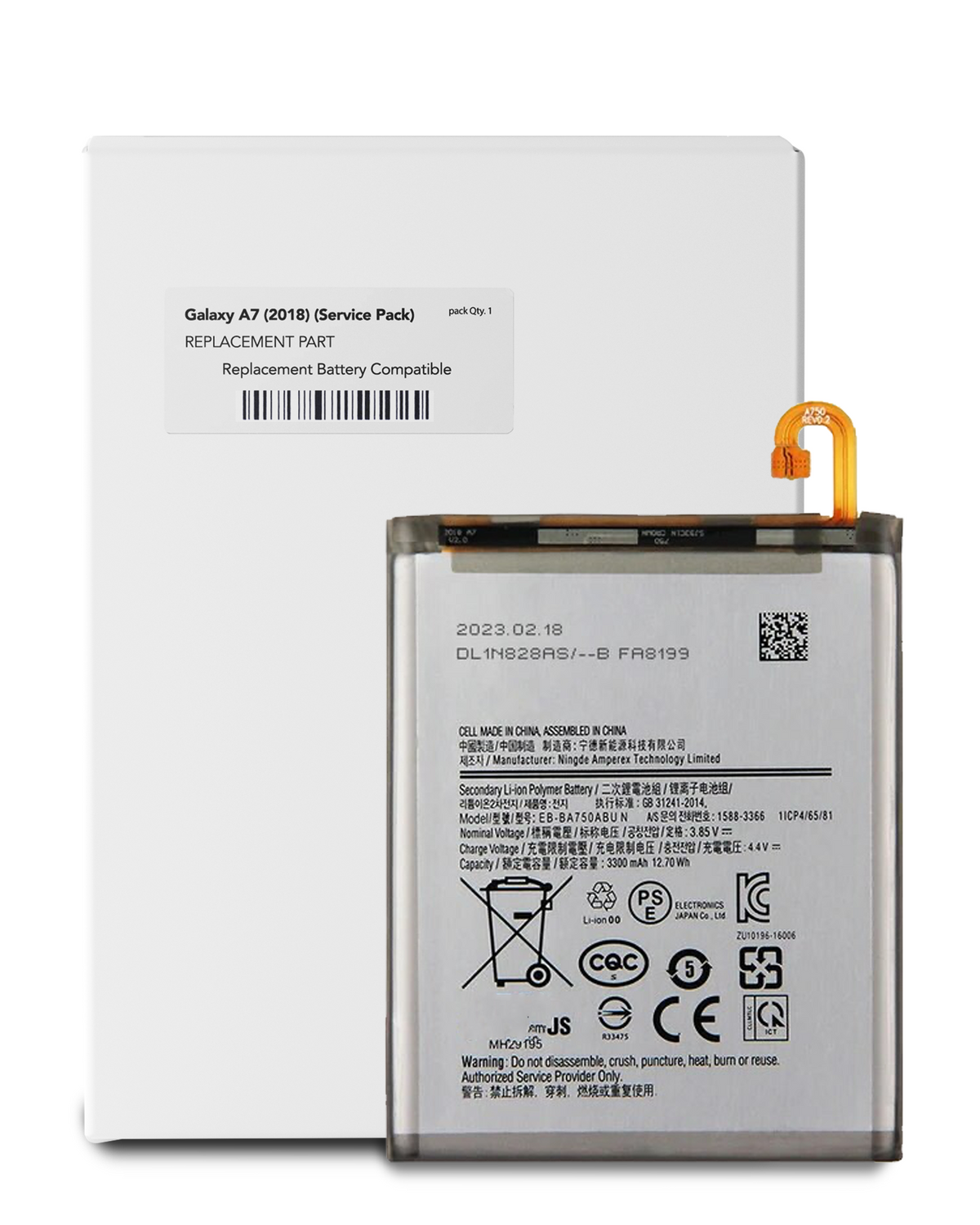 Replacement Battery For Samsung Galaxy A10 (A105 / 2019) / A7 (A750 / 2018) / A8s (G887 / 2018) / A8 (A810 / 2016) (EB-BA750ABU) (Service Pack) - product image 1