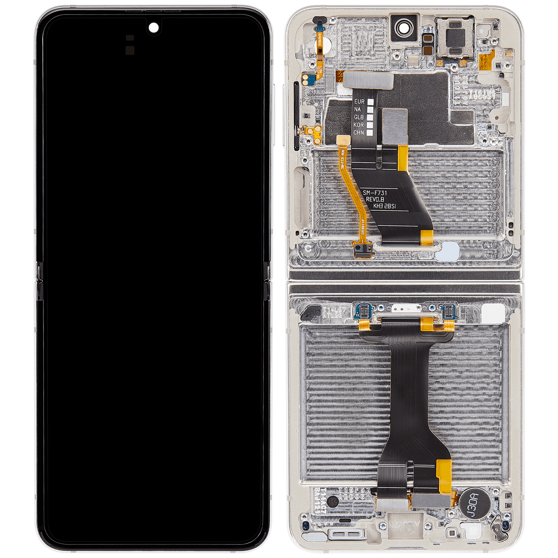 Inner OLED Assembly With Frame For Samsung Galaxy Z Flip 5 5G (US & International) (Refurbished) (Cream) - View 7 | TechDrip Canada