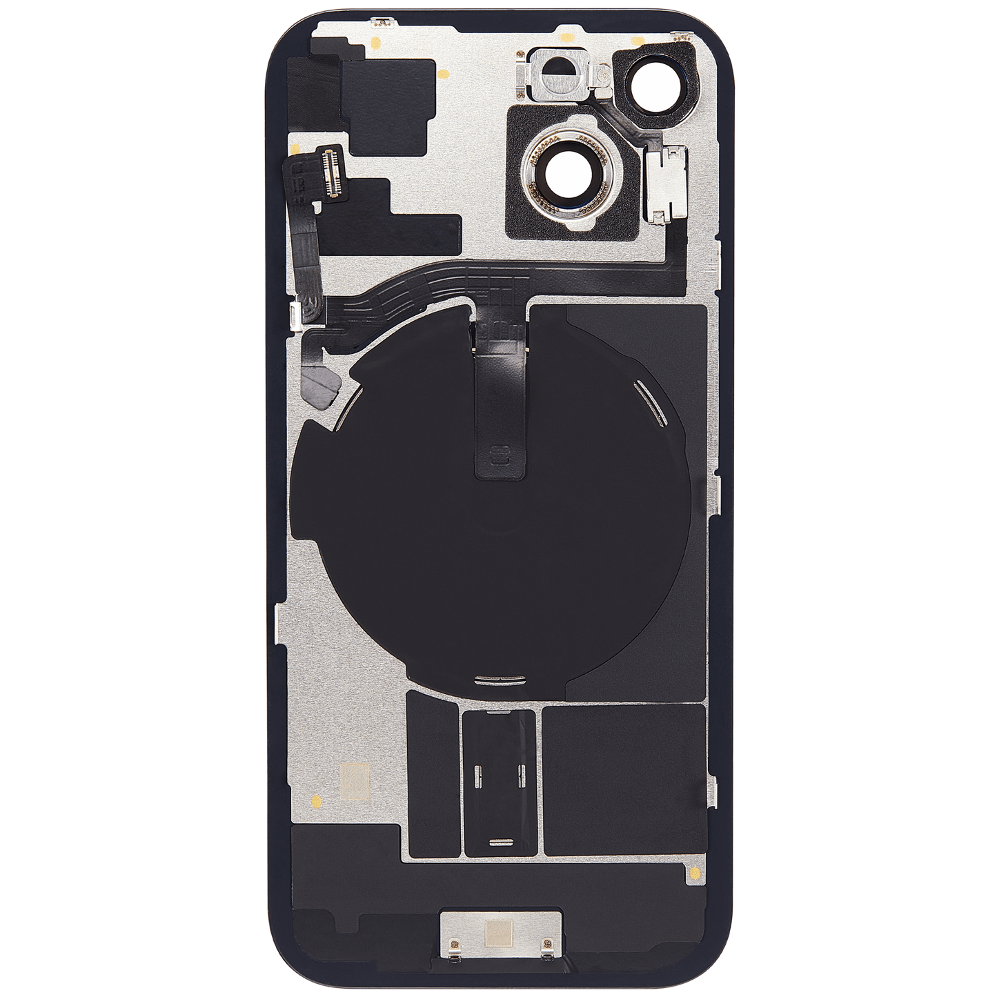Back Glass w/ MagSafe Magnet & NFC & Flashlight Flex For iPhone 15 (Aftermarket) (Black) (No Logo)