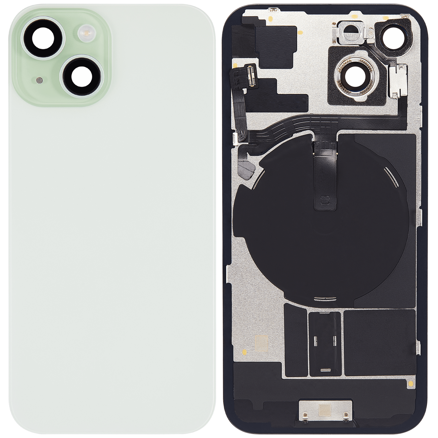Back Glass w/ MagSafe Magnet & NFC & Flashlight Flex For iPhone 15 (Aftermarket) (Green) (No Logo)