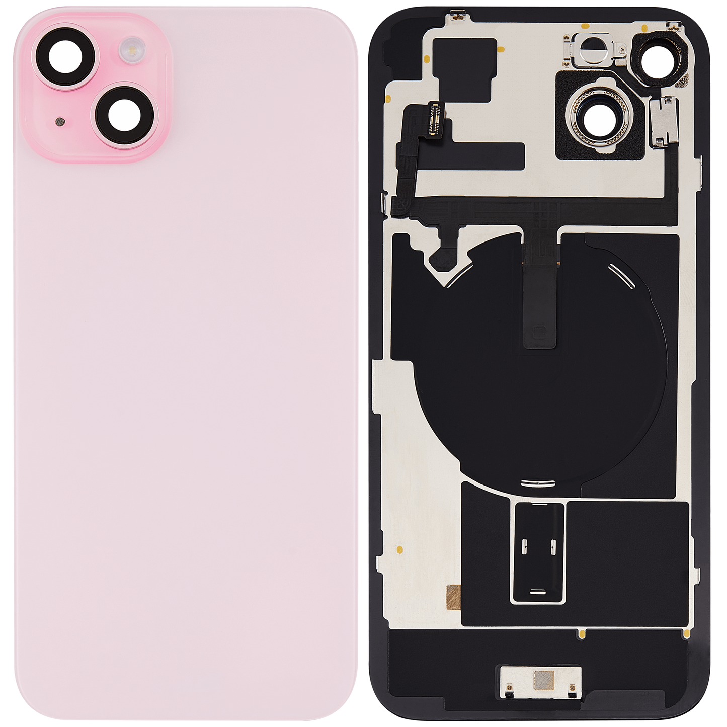 Back Glass w/ MagSafe Magnet & NFC & Flashlight Flex For iPhone 15 Plus (Aftermarket) (Pink) (No Logo)
