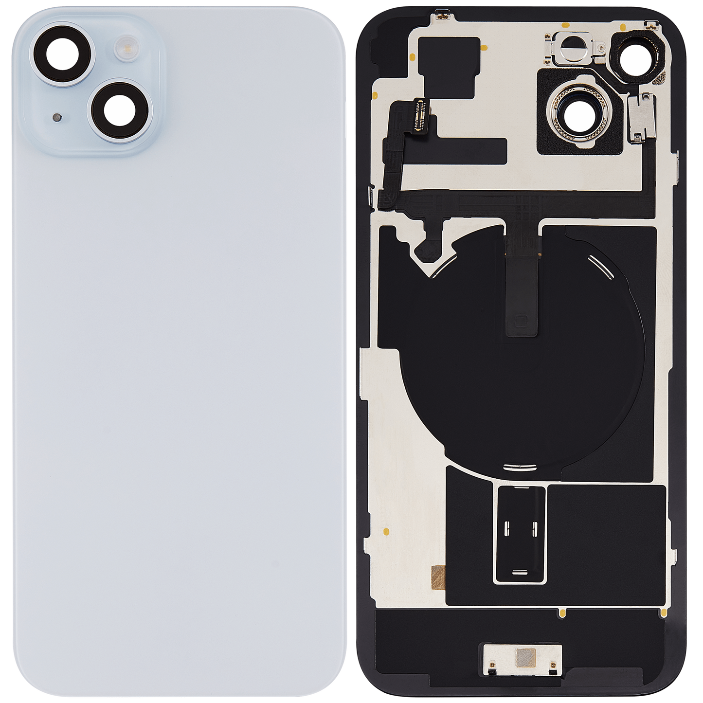Back Glass w/ MagSafe Magnet & NFC & Flashlight Flex For iPhone 15 Plus (Aftermarket) (Blue) (No Logo)