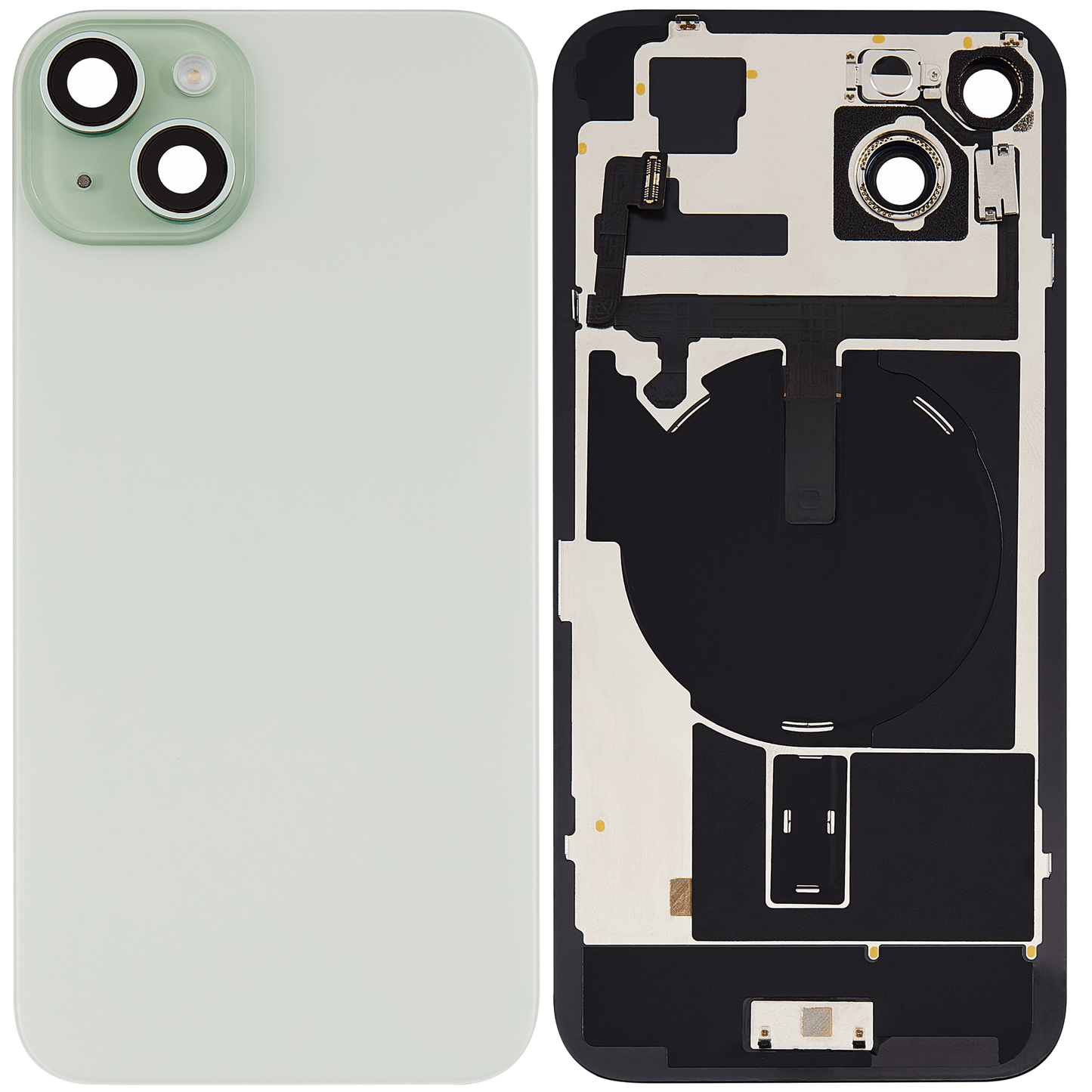 Back Glass w/ MagSafe Magnet & NFC & Flashlight Flex For iPhone 15 Plus (Aftermarket) (Green) (No Logo)