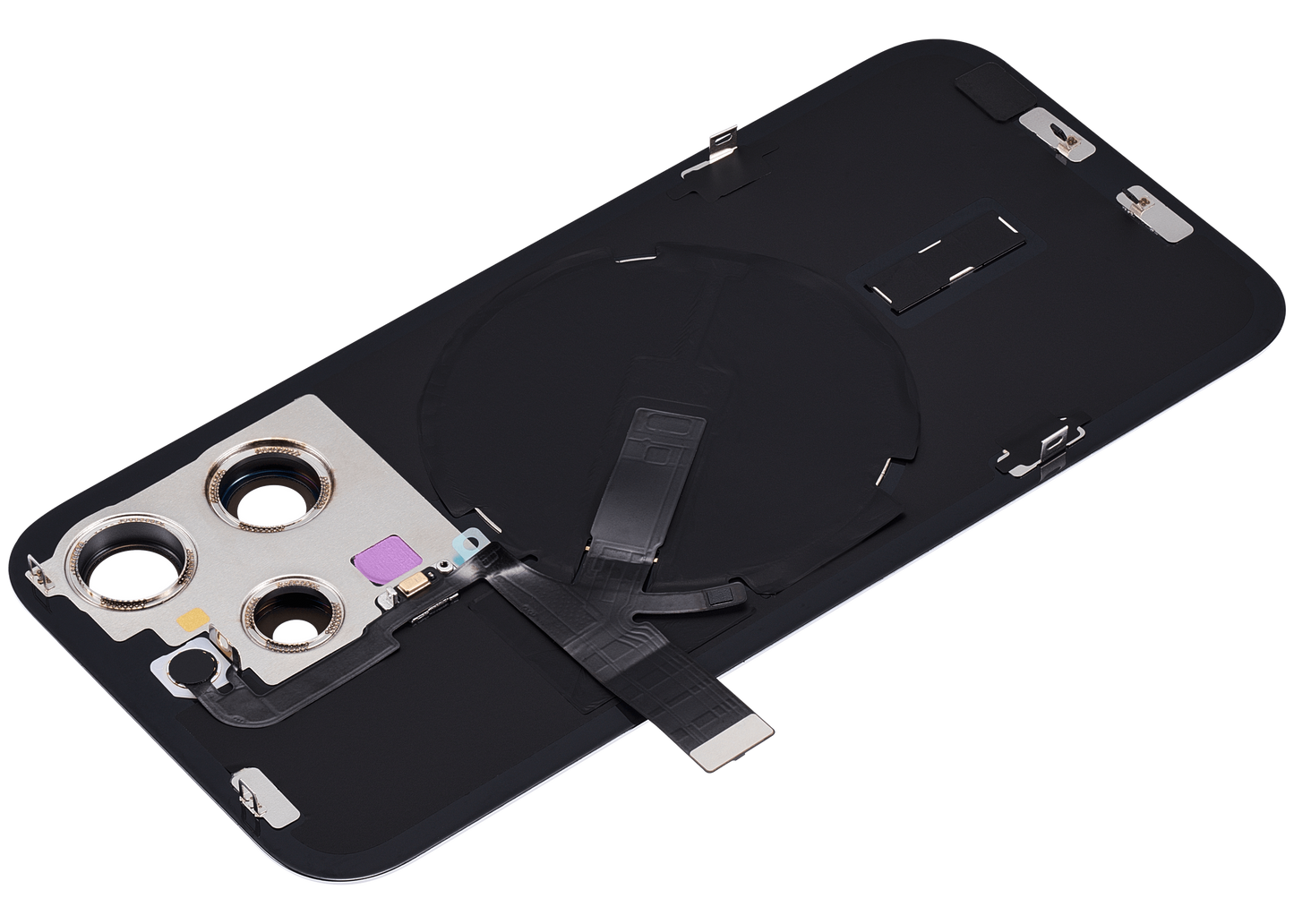 Back Glass w/ MagSafe Magnet & NFC & Flashlight Flex For iPhone 15 Pro (Aftermarket) (Black Titanium) (No Logo)