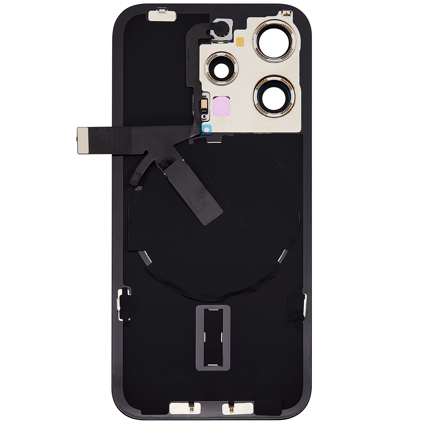 Back Glass w/ MagSafe Magnet & NFC & Flashlight Flex For iPhone 15 Pro (Aftermarket) (White Titanium) (No Logo)