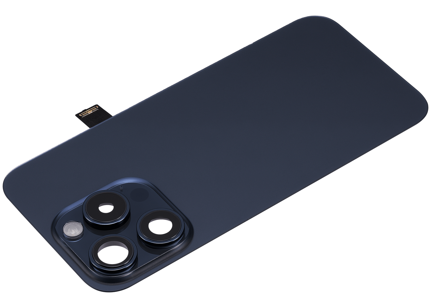 Back Glass w/ MagSafe Magnet & NFC & Flashlight Flex For iPhone 15 Pro (Aftermarket) (Blue Titanium) (No Logo)