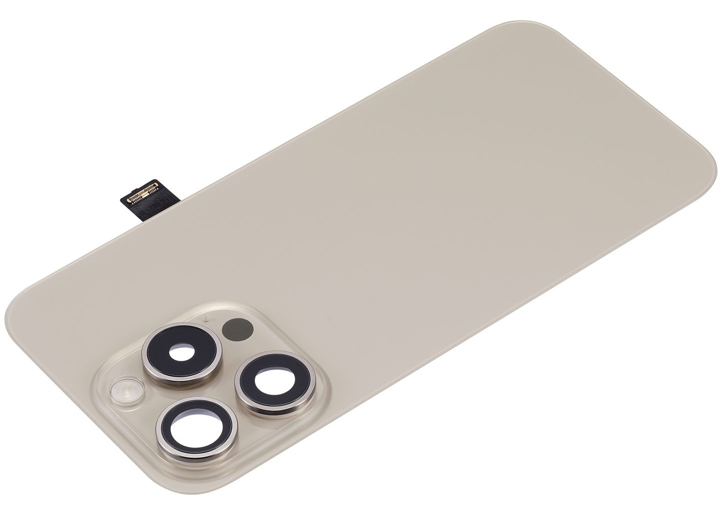 Back Glass w/ MagSafe Magnet & NFC & Flashlight Flex For iPhone 15 Pro (Aftermarket) (Natural Titanium) (No Logo)