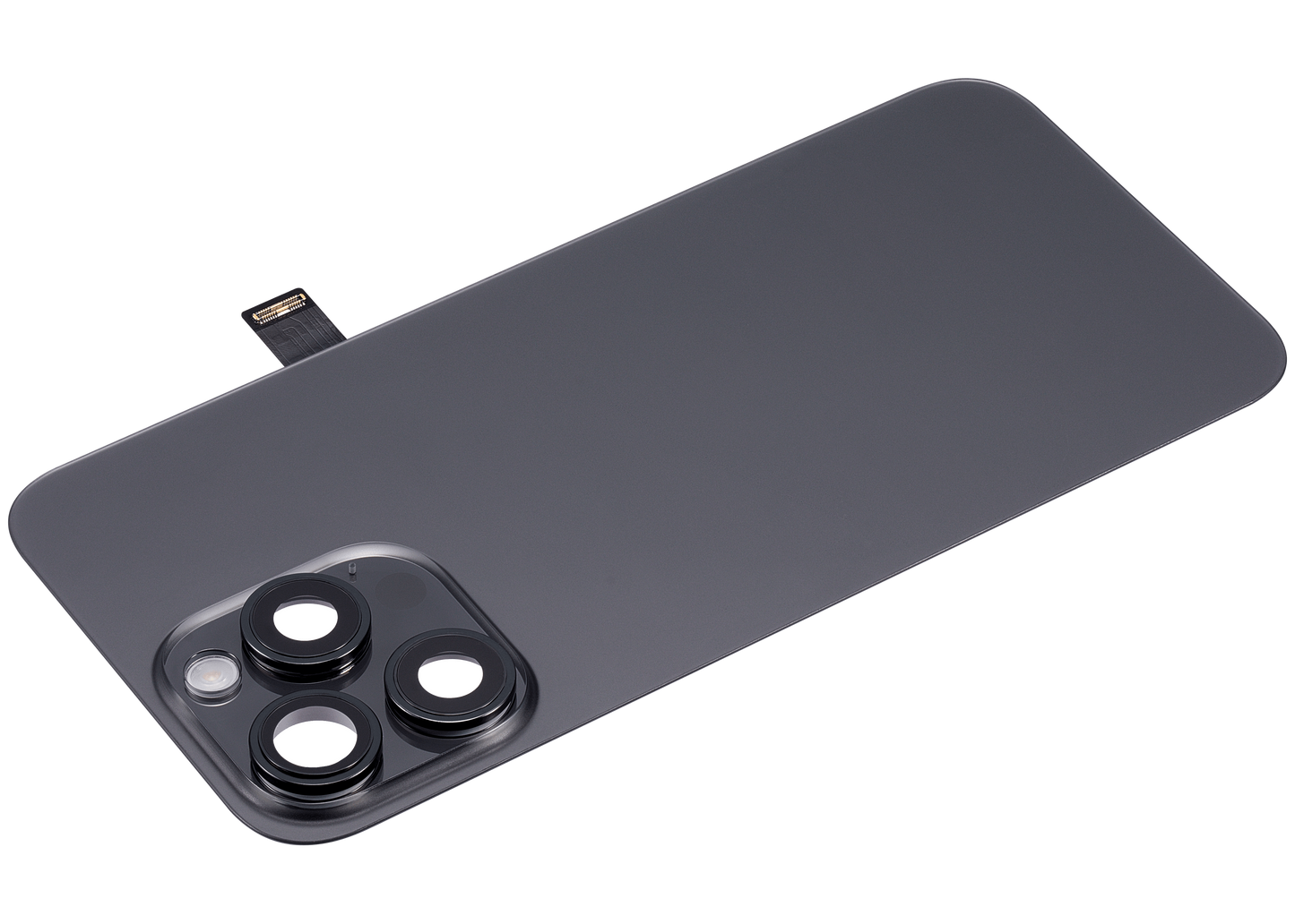 Back Glass w/ MagSafe Magnet & NFC & Flashlight Flex For iPhone 15 Pro Max (Aftermarket) (Black Titanium) (No Logo)