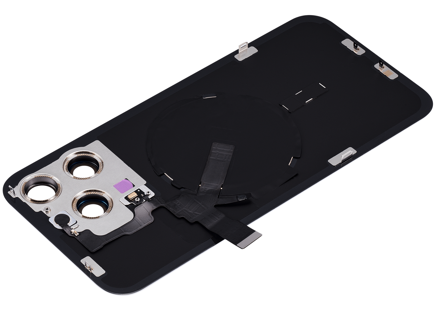 Back Glass w/ MagSafe Magnet & NFC & Flashlight Flex For iPhone 15 Pro Max (Aftermarket) (White Titanium) (No Logo)