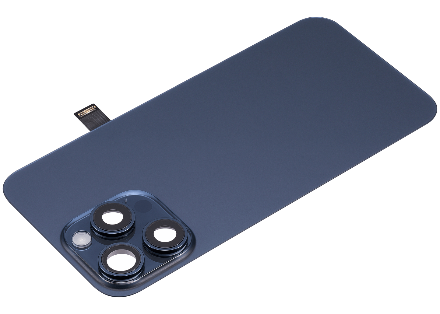 Back Glass w/ MagSafe Magnet & NFC & Flashlight Flex For iPhone 15 Pro Max (Aftermarket) (Blue Titanium) (No Logo)