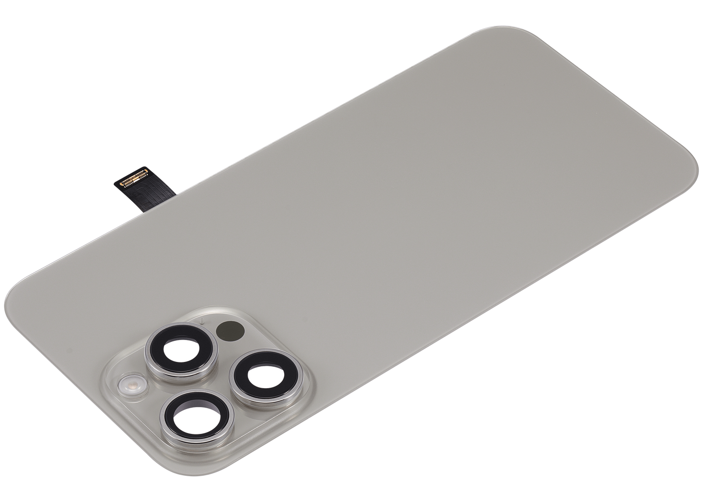 Back Glass w/ MagSafe Magnet & NFC & Flashlight Flex For iPhone 15 Pro Max (Aftermarket) (Natural Titanium) (No Logo)