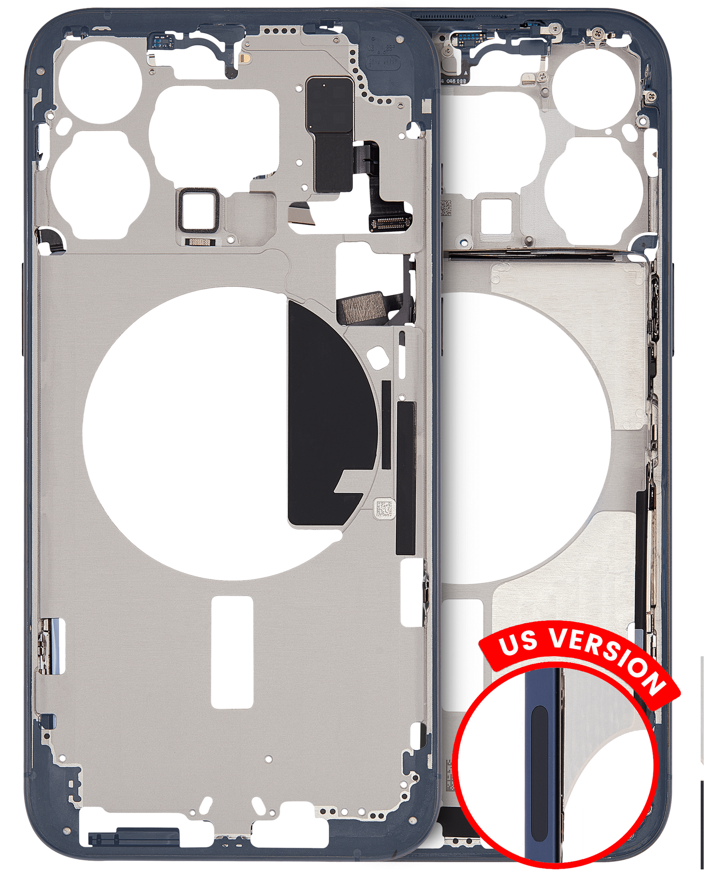 Mid-Frame Housing W/ Small Parts For iPhone 15 Pro Max (US Version) (Used OEM Pull: Grade A) (Blue Titanium)