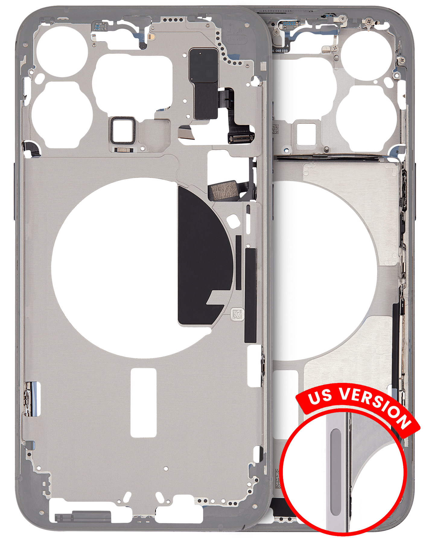 Mid-Frame Housing W/ Small Parts For iPhone 15 Pro Max (US Version) (Used OEM Pull: Grade A) (White Titanium)