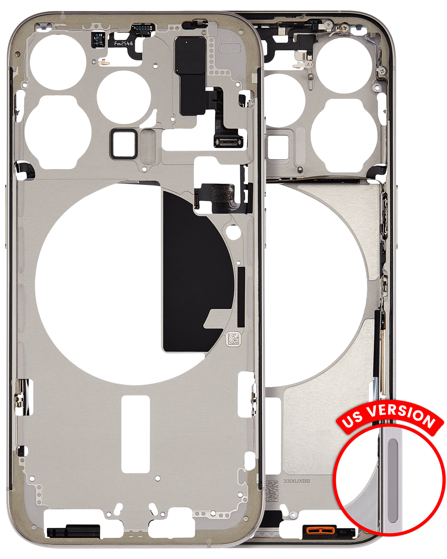 Mid-Frame Housing W/ Small Parts For iPhone 15 Pro (US Version) (Used OEM Pull: Grade B) (Natural Titanium)