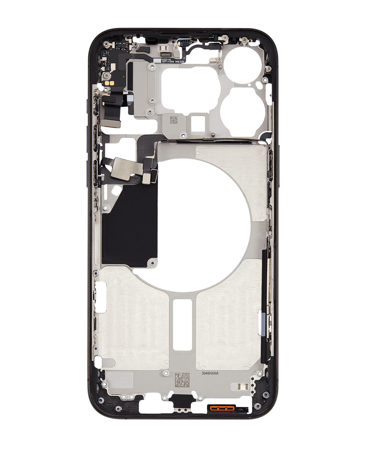 Mid-Frame Housing W/ Small Parts For iPhone 15 Pro Max (US Version) (Used OEM Pull: Grade C) (Black Titanium)