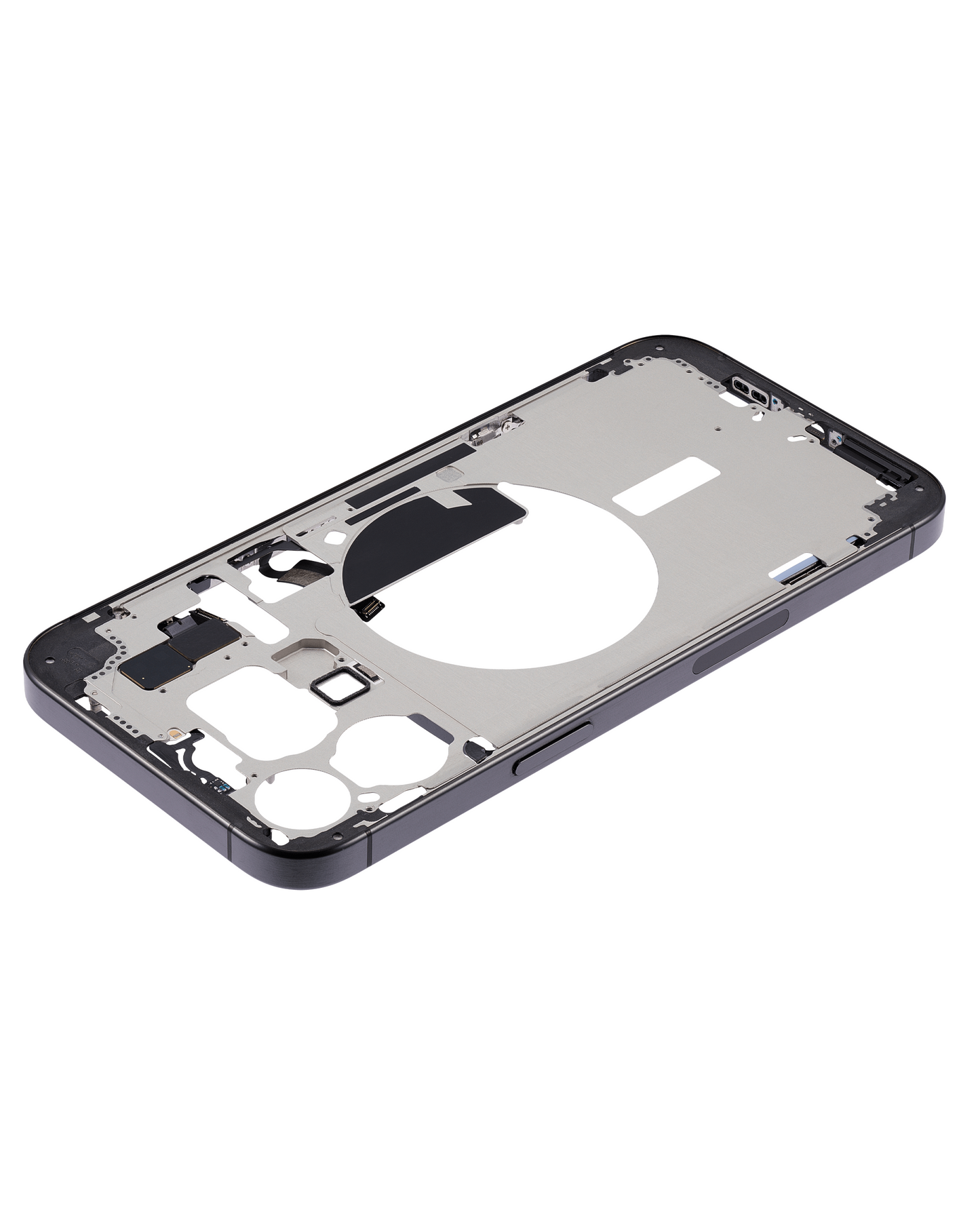 Mid-Frame Housing W/ Small Parts For iPhone 15 Pro Max (US Version) (Used OEM Pull: Grade C) (Black Titanium)