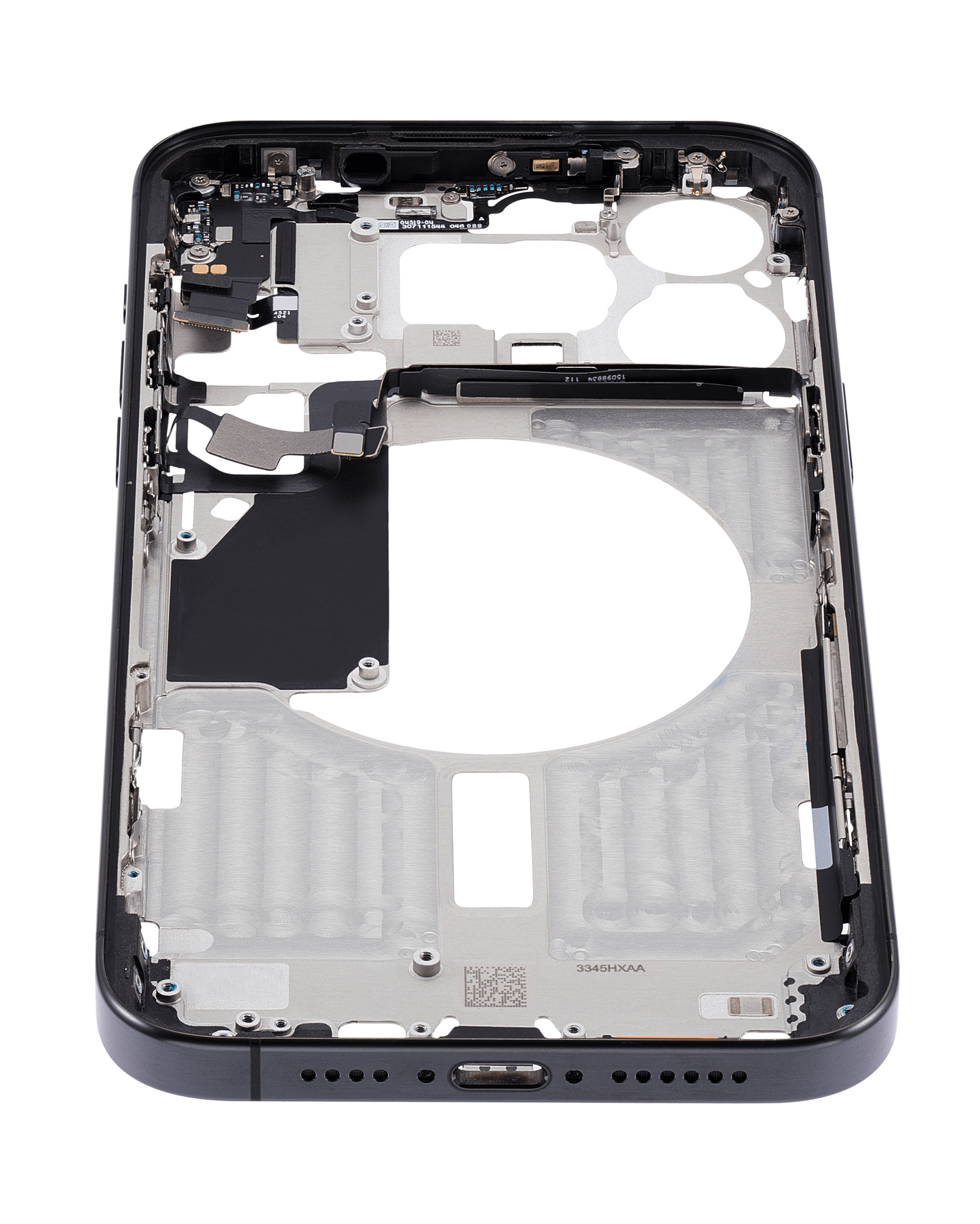 Mid-Frame Housing W/ Small Parts For iPhone 15 Pro Max (US Version) (Used OEM Pull: Grade C) (Black Titanium)