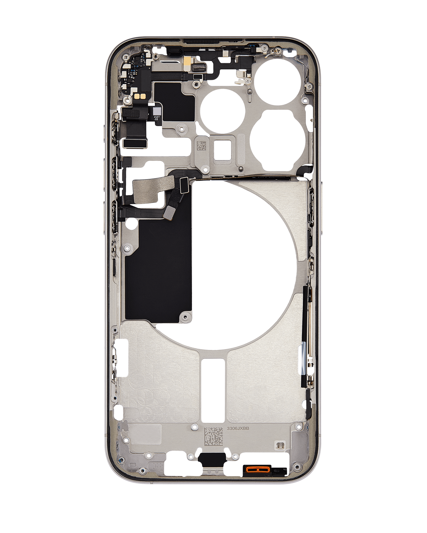 Mid-Frame Housing W/ Small Parts For iPhone 15 Pro (US Version) (Used OEM Pull: Grade C) (Natural Titanium)