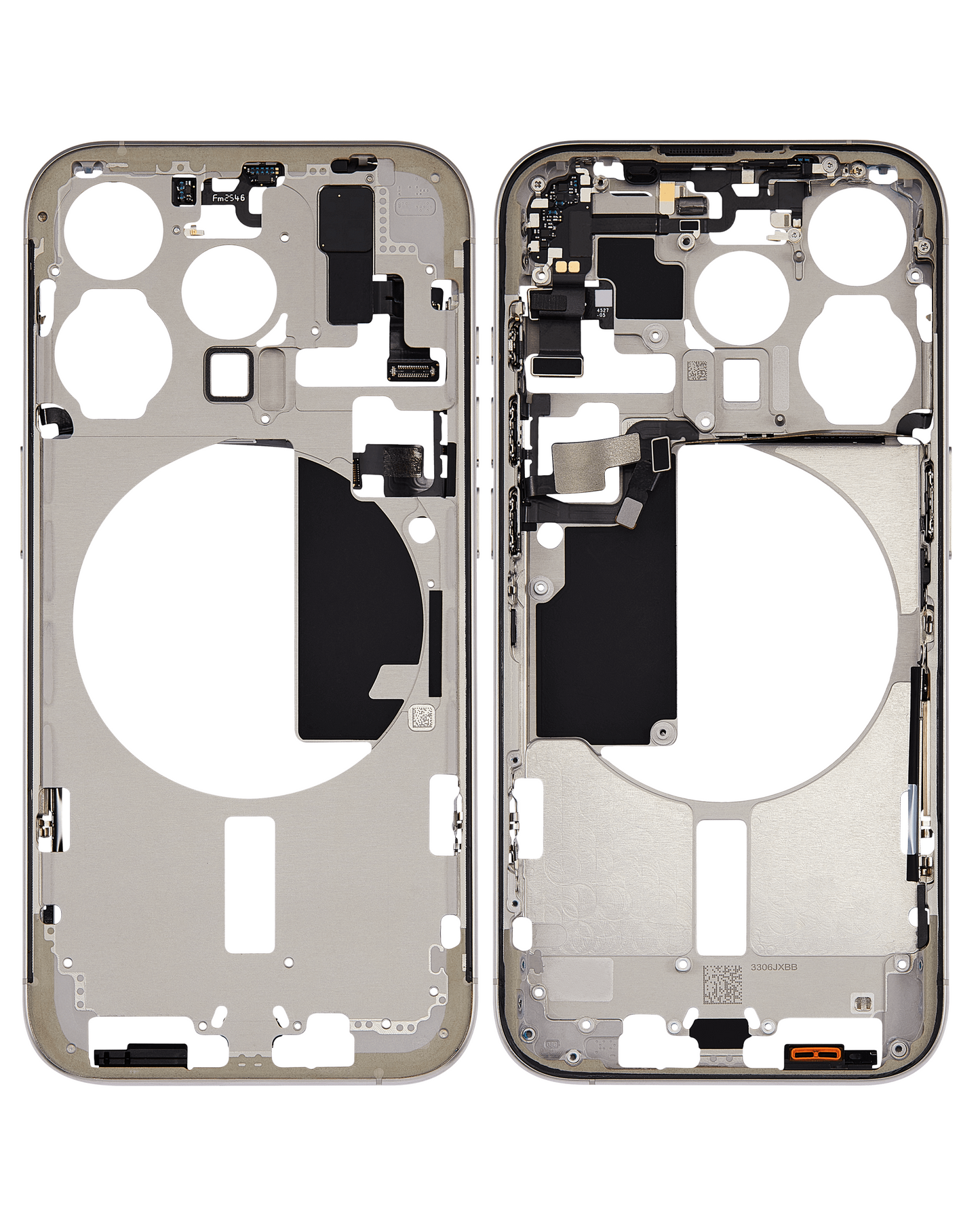 Mid-Frame Housing W/ Small Parts For iPhone 15 Pro (US Version) (Used OEM Pull: Grade C) (Natural Titanium)
