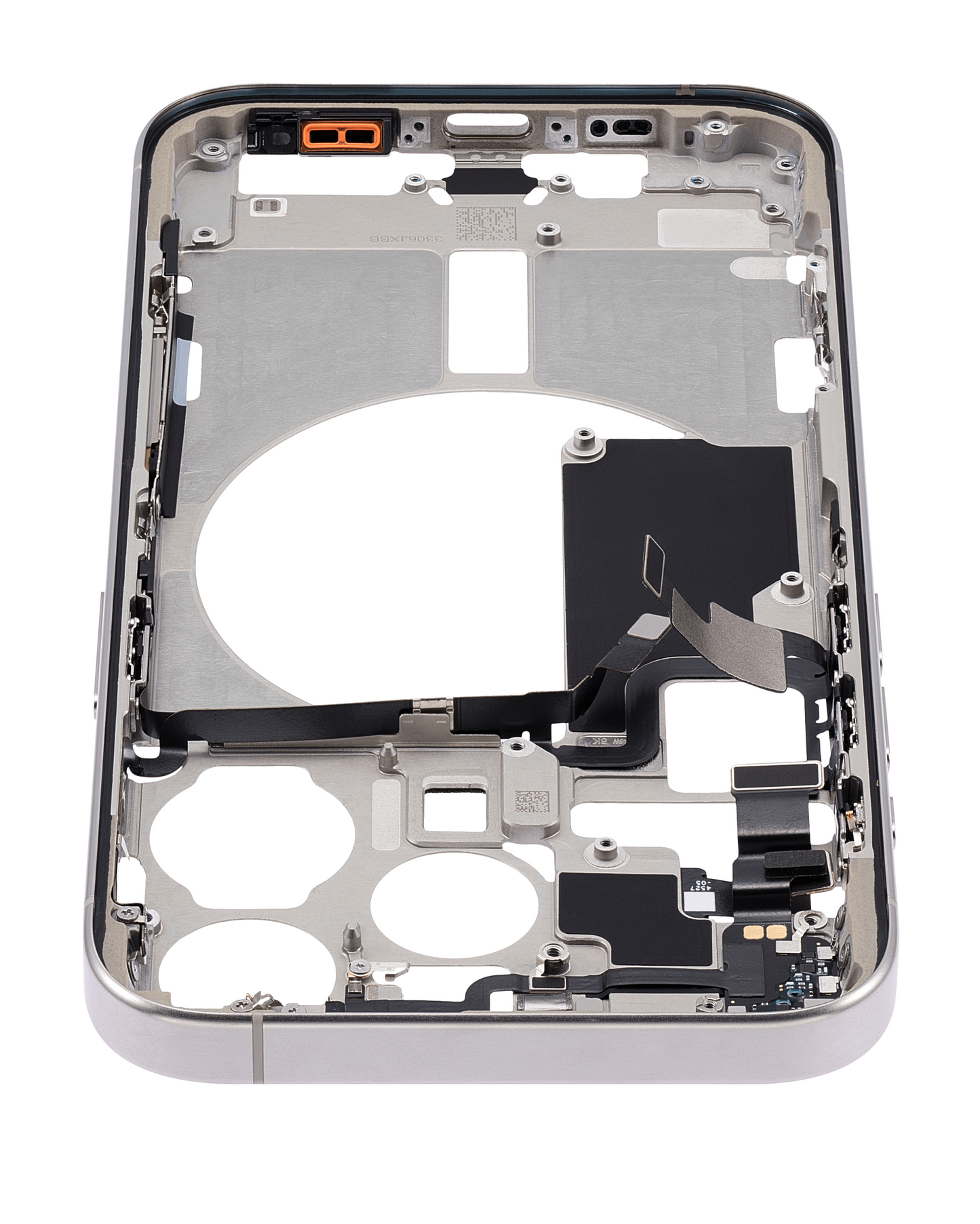 Mid-Frame Housing W/ Small Parts For iPhone 15 Pro (US Version) (Used OEM Pull: Grade C) (Natural Titanium)