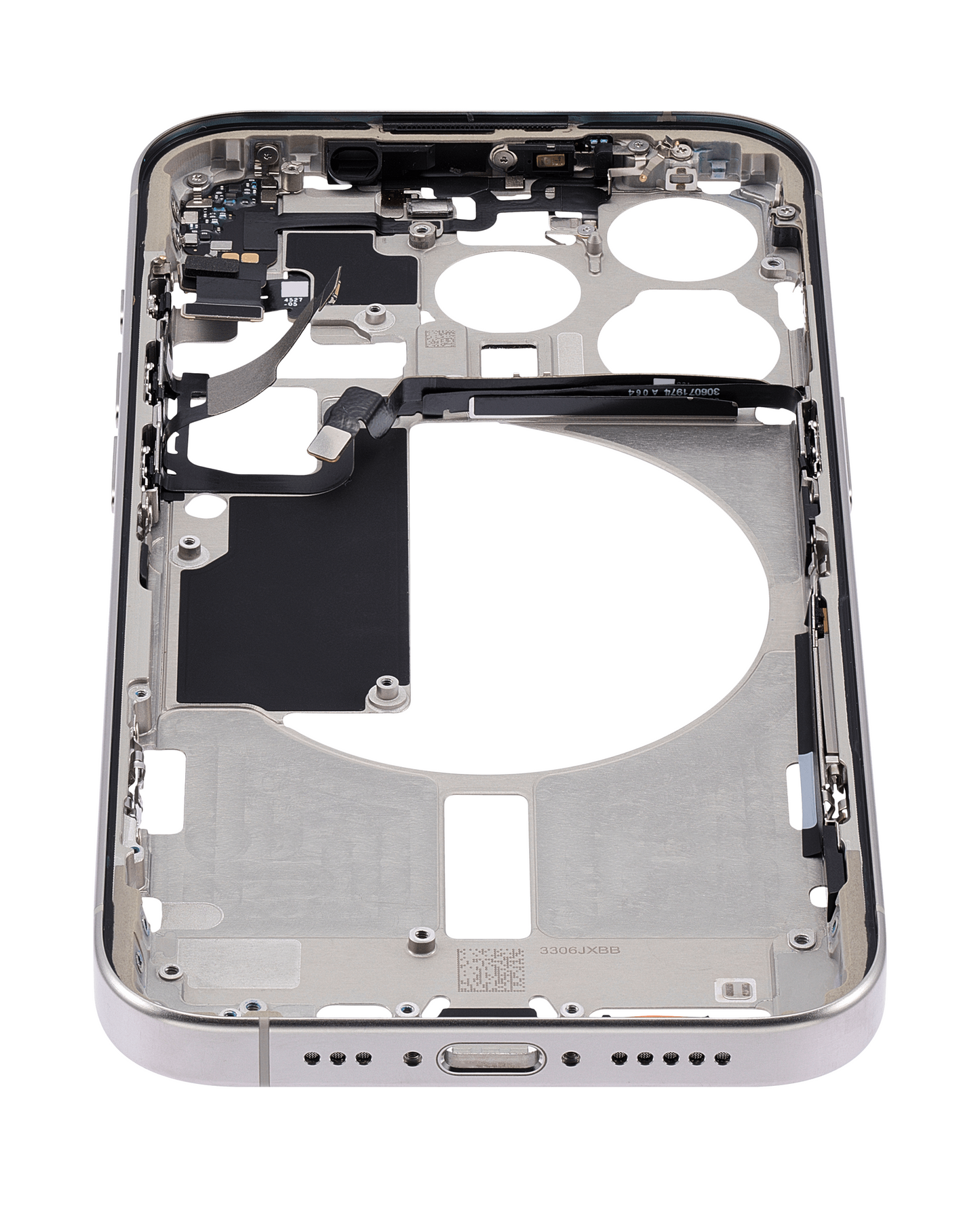 Mid-Frame Housing W/ Small Parts For iPhone 15 Pro (US Version) (Used OEM Pull: Grade C) (Natural Titanium)