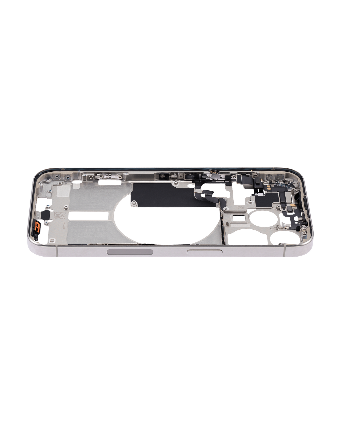 Mid-Frame Housing W/ Small Parts For iPhone 15 Pro (US Version) (Used OEM Pull: Grade C) (Natural Titanium)