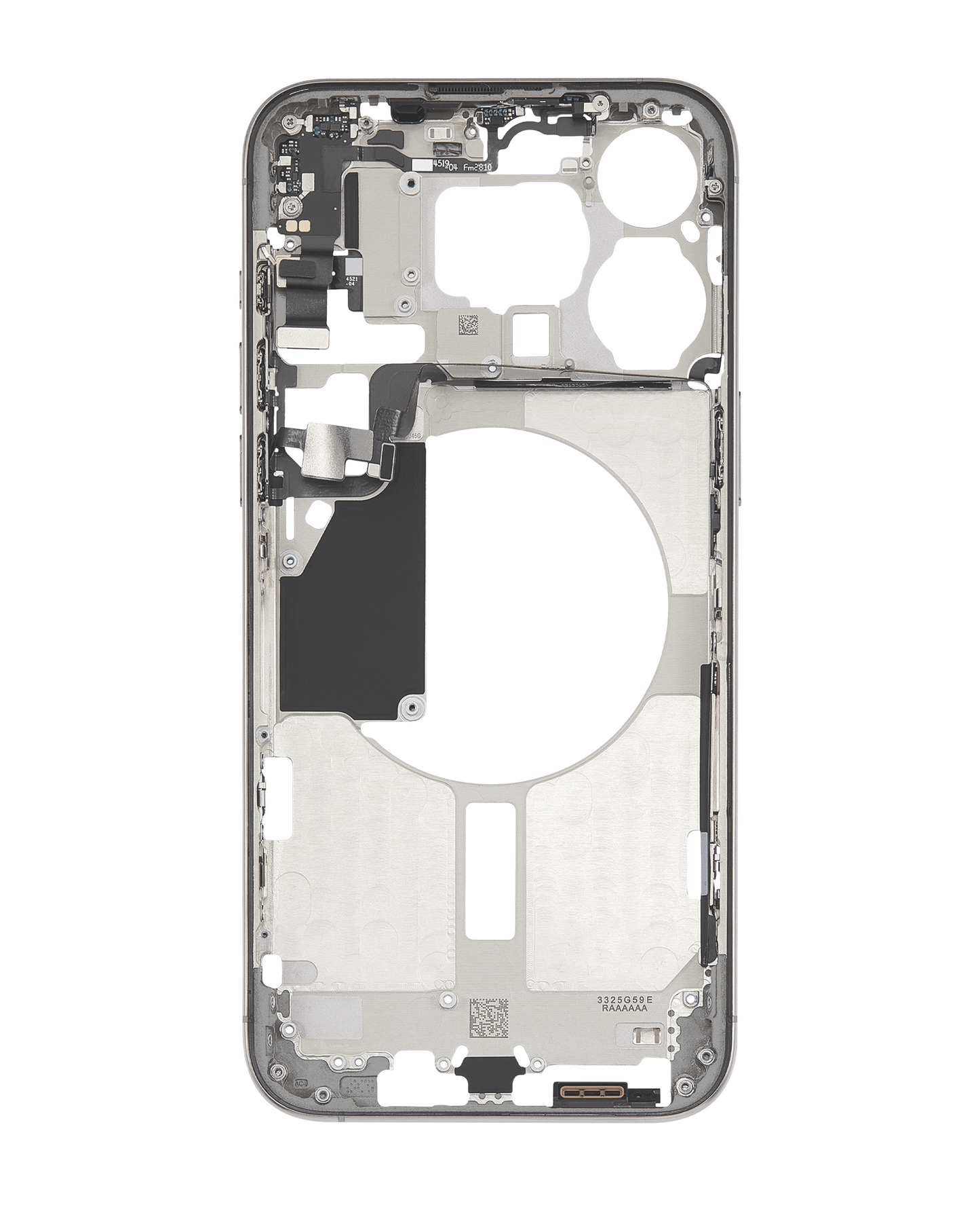 Mid-Frame Housing W/ Small Parts For iPhone 15 Pro Max (US Version) (Used OEM Pull: Grade C) (White Titanium)