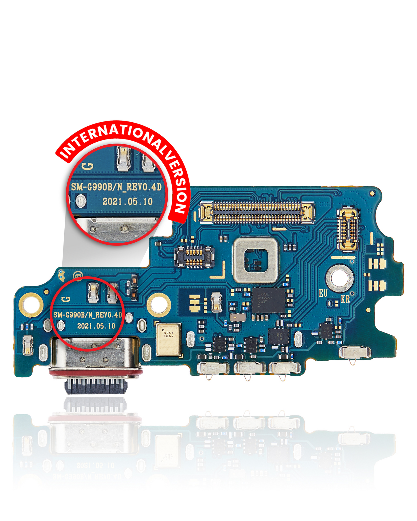 Charging Port Board With Sim Card Reader For Samsung Galaxy S21 FE 5G (G990B/N) (International Version) (Premium)