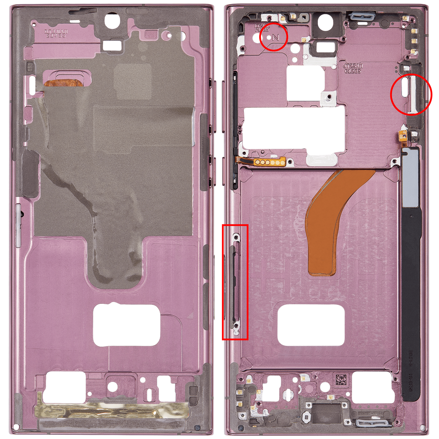 Mid-Frame Housing For Samsung Galaxy S22 Ultra 5G (US & International Version) (Burgundy)