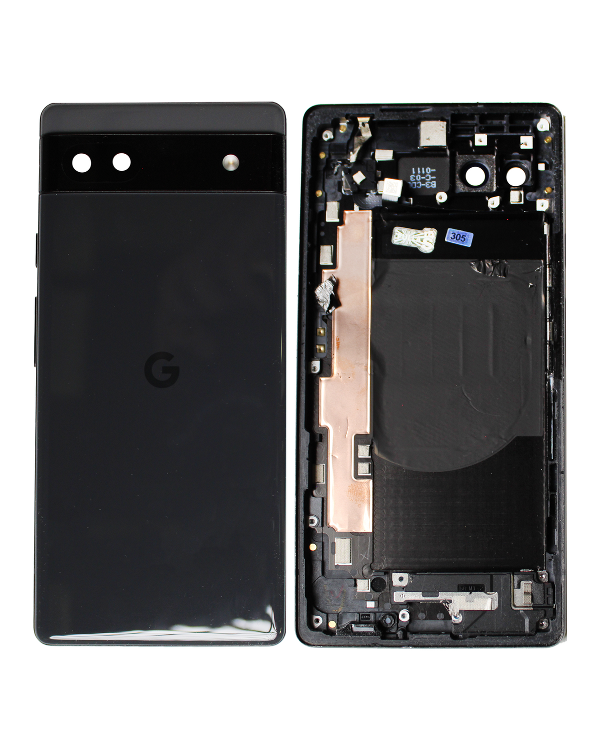 Back Housing For Google Pixel 6a (Used OEM Pull: Grade A) (Charcoal) - repair component alternate view