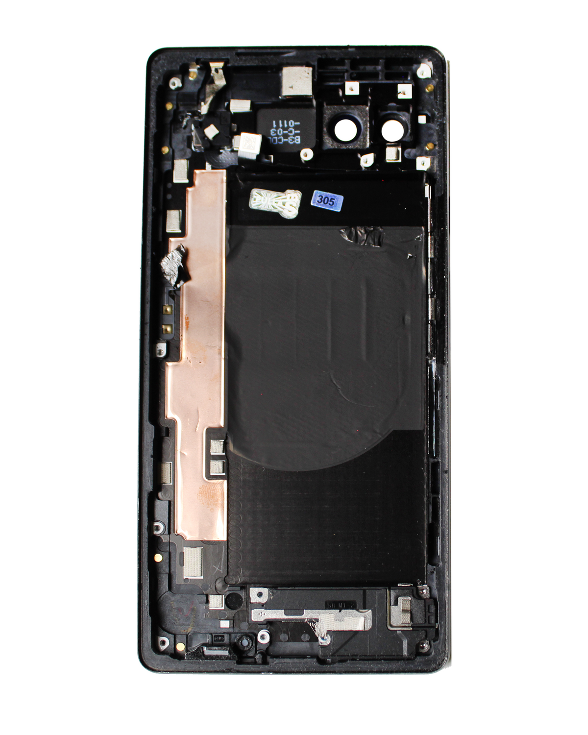 Back Housing For Google Pixel 6a (Used OEM Pull: Grade A) (Charcoal) - phone repair part close-up