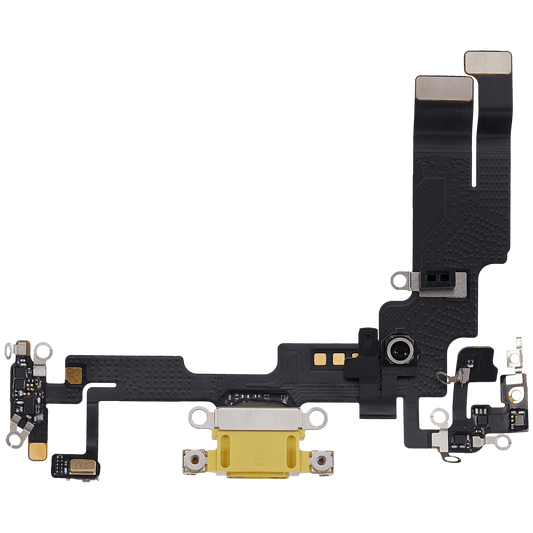 Charging Port Flex Cable For iPhone 14 (Used OEM Pull) (Yellow)