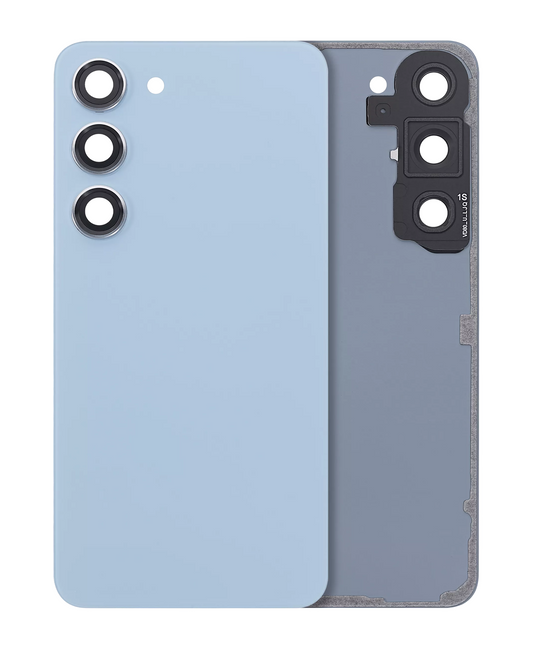 Back Cover Glass With Camera Lens For Samsung Galaxy S23 5G (No Logo) (Aftermarket Plus) (Blue)